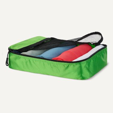 Органайзери для подорожей Amazon Essentials, набір 8 шт., з подвійним замком, 100% поліестер, різні розміри (1 великий, 1 середній, 1 маленький, 1 вузький), зелений