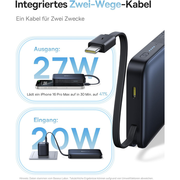 Power Bank Baseus EnerFill MagSafe 10000mAh, 22.5W USB-C, 15W Wireless, для iPhone 17/16/15/14/13/12, сірий