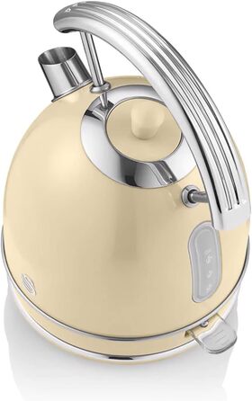 Набір Swan Retro: чайник 1,8л та тостер з 2-ма слотами, кремовий, вінтажний дизайн