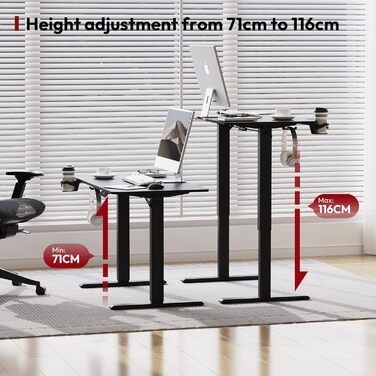 SANODESK Регульований стіл 200x80 см, електричний, з пам'яттю, для комп'ютера, чорний