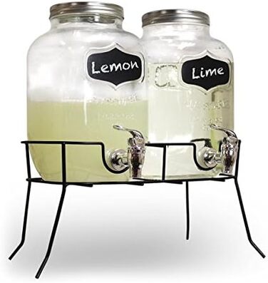Диспенсер для напоїв DOPPELGETRÄNKE 8 л скляний Mason Jar для вечірок, пікніка, саду, барбекю