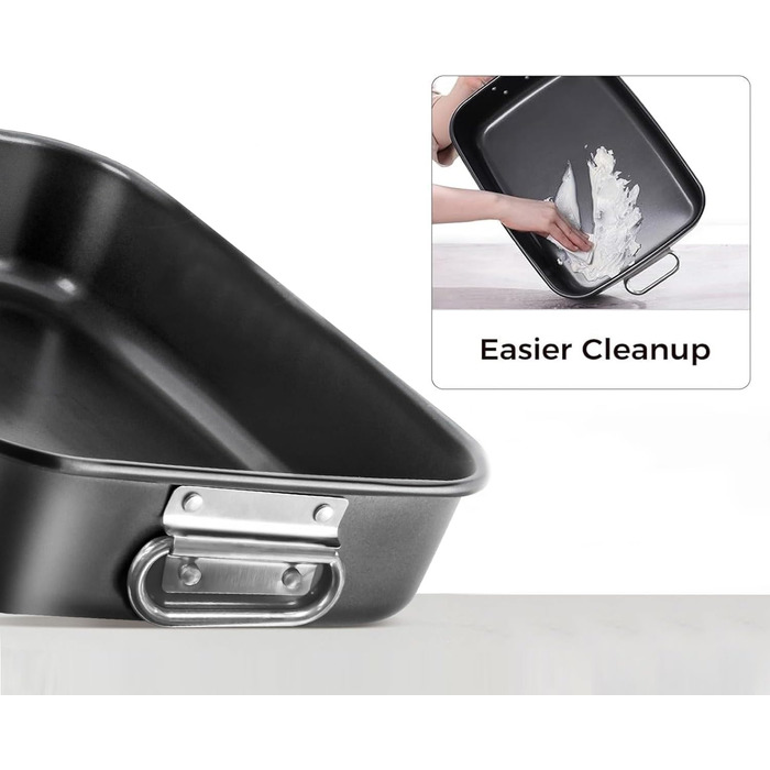 Форма для запікання LS Kitchen - Гратен для лазаньї з ручками, сталева жароміцна форма з антипригарним покриттям, набір 2 шт.