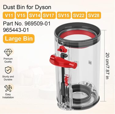 Dyson V11 V15 Dust Bin Replacement - Compatible with SV14, SV17, SV15, SV22, SV28 Models - 970050-01 & 965443-01 Part