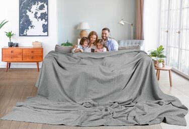 Ковдра Baumwoll Waffeldecke Utopia Bedding з бавовни, 300 GSM, 152x127 см, м'яка, легка, дихаюча, для всіх сезонів (304x304 см, Куль Грау)