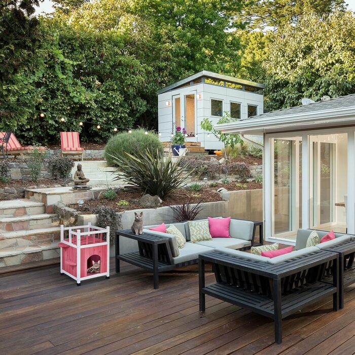 Кіт-будинок Relaxdays з тканини, червоно-білий, 71.5 x 62.5 x 44 см, 2 входи, складаний