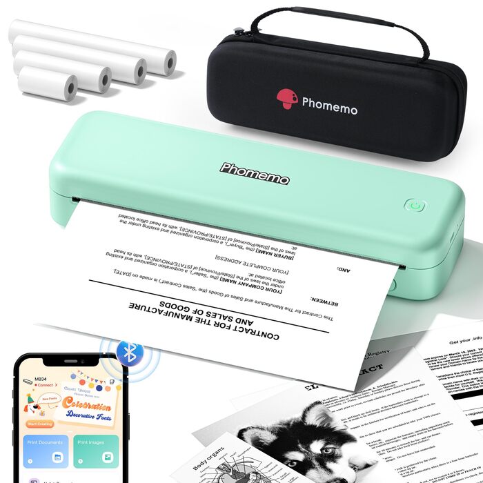 Термодрук Phomemo M834 A4: мобільний принтер для офісу, дому та школи, сумісний зі смартфонами та комп'ютерами