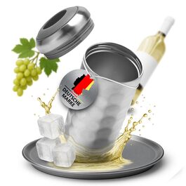 Охолоджувач вина Arktis з нержавіючої сталі – стильне наливання безпосередньо з охолоджувача | Вакуумно-ізольований охолоджувач напоїв та охолоджувач пляшок для вина, шампанського, ігристого вина | Охолоджувач шампанського з подвійними стінками (нержавіюча сталь)