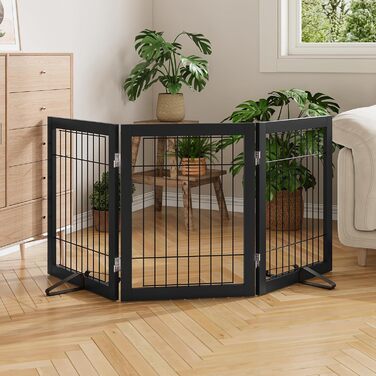 Бамбуковий захисний забір для тварин Semiocthome (2 панелі, 61 см), для дому, для собак та котів, безпечний, чорний