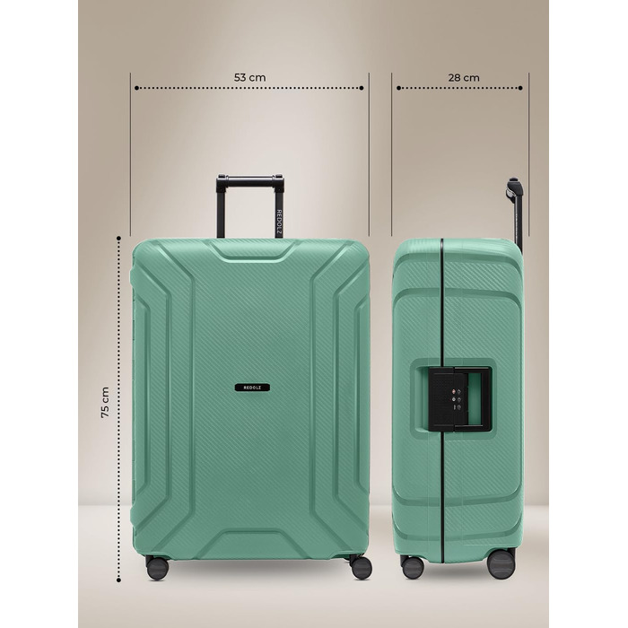 Набір валіз REDOLZ Hartschalen 3-х частинний: міцний поліпропілен, TSA-замок, 4 колеса | для жінок та чоловіків (Sea Green, L (75 cm))