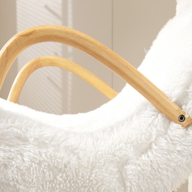 HOMCOM Rocking Chair Glider Armchair, Still Chair with Wool-look Fabric up to 120 kg, ideal for Bedroom & Living Room, White