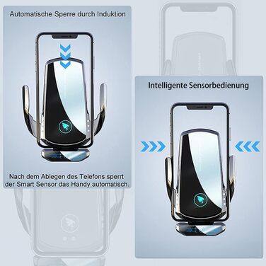 Автомобільний бездротовий зарядний пристрій AmazeFan 15W Qi з тримачем для телефону, чорний