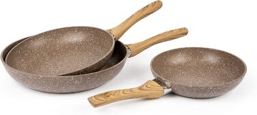 Набір сковорідок Excelsa Wood & Stone Set 3 шт. з антипригарним покриттям, алюміній, ковані