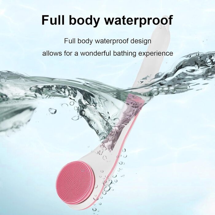 Electric Body & Face Cleansing Brush with 5 Brush Heads - USB Rechargeable Waterproof Exfoliating Body Brush with Long Handle for Deep Cleaning & Relaxation