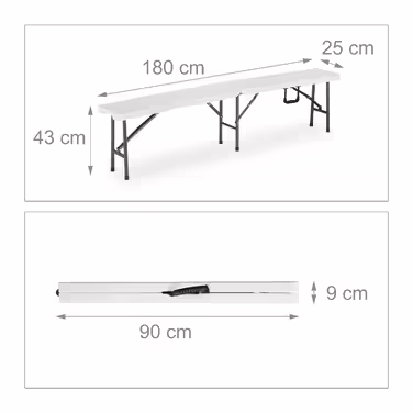 Relaxdays Beer Bench, Set of 2, White