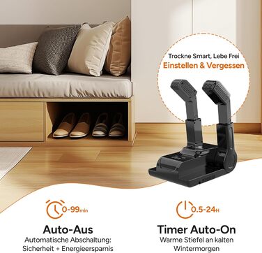 DR.PREPARE Shoe Dryer Electric with 3 Modes and Timer for Leather Shoes, Soccer Shoes, Ski Boots, Socks, and Hats, 360° Effective Drying