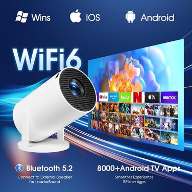 Портативний проєктор Mini Beamer 4K FHD 1080P з підтримкою WiFi та Bluetooth, Android/iOS, для домашнього кінотеатру