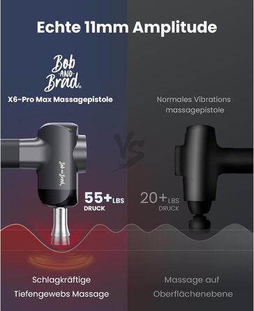 Bob & Brad X6 Pro Max Massage Gun with Heat & Cold Therapy - 11mm Amplitude Electric Muscle Massager