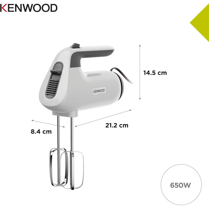 Міксер Kenwood QuickMix+ HMP50.000WH - ручний, 650 Вт, білий, з нержавіючої сталі, для випічки та приготування їжі