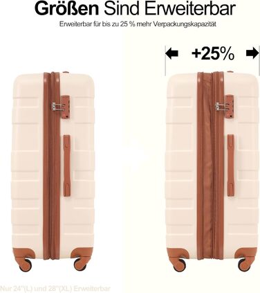 Набір валіз Merax 5-ти частинний: велика, середня, маленька валіза, сумка та органайзер, ABS, TSA-замок, розширюється, бежевий колір