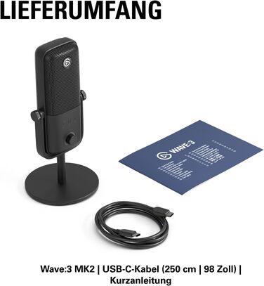 Elgato Wave:3 White - Професійний USB конденсаторний мікрофон для стрімінгу, подкастів, геймінгу та дому (Mac/PC)