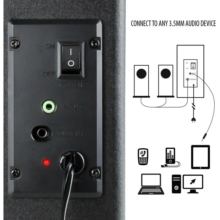 GOgroove 2.1 Звукова система для комп'ютера з LED-підсвічуванням. Комп'ютерні колонки 2.1, сабвуфер, блакитні LED, для ігор та стерео звуку