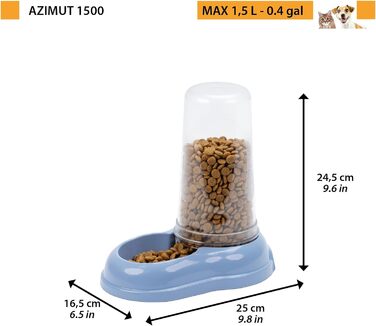 Автоматичний диспенсер для корму та води Ferplast AZIMUT 5500 для великих собак, 5.5 л, білий, з протиковзким дном, 23 x 41 x 37,5 см