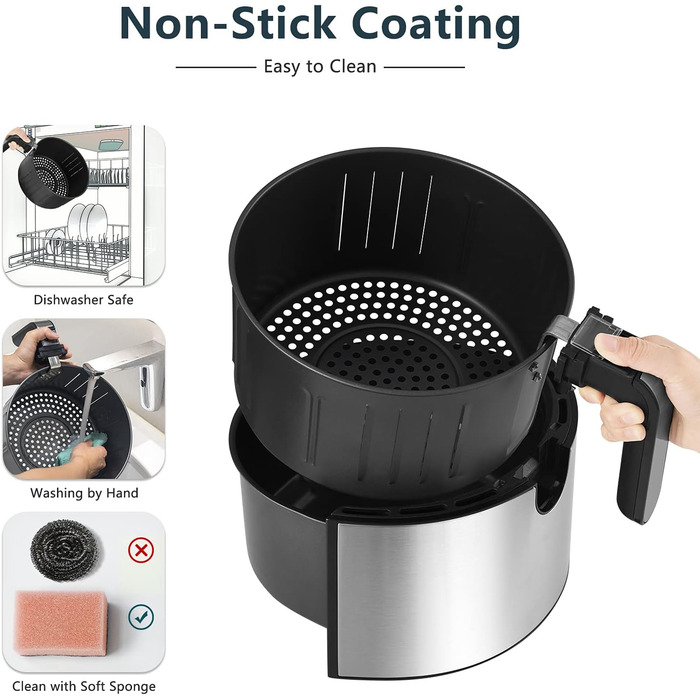 Фритюрниця без олії LLIVEKIT з 2 камерами та скляними вікнами, 4.5L+4.5L, Airfryer 9-в-1, XXL, з сенсорним екраном та таймером