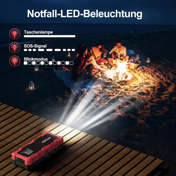 Powerbank з компресором та пусковим пристроєм Starthilfe 6000A, 12V, LED ліхтарик, для 8L бензину/10L дизеля