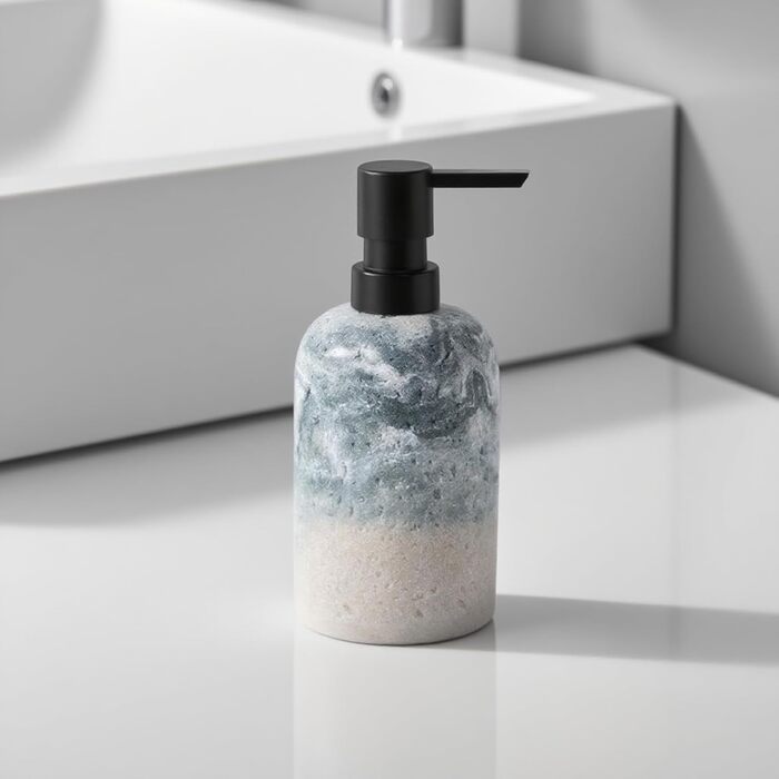 Набір для ванної кімнати 3 в 1: дозатор для мила, мильниця та тримач для зубних щіток, білий (сіро-зелений), DREI