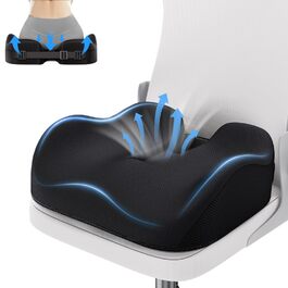 Ортопедична подушка для сидіння Benazcap з піни Memory Foam: підтримка спини, зняття тиску, для авто, офісу, геймінгу, дому. Знімний чохол 42x18x20 см