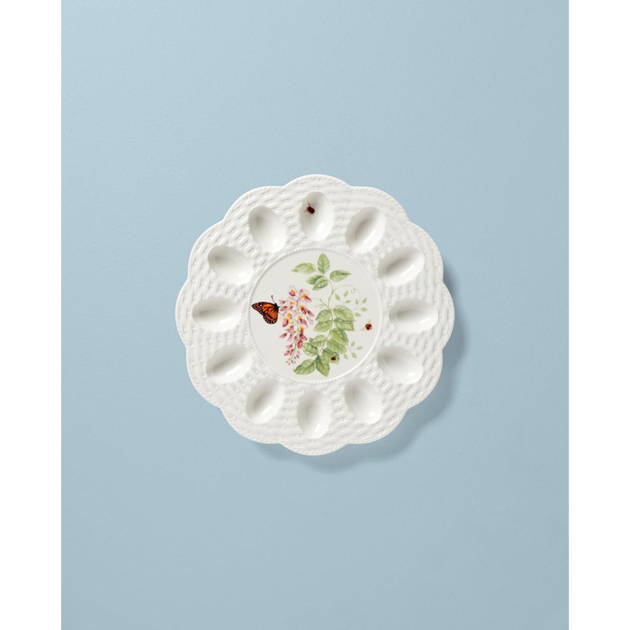 Lenox 7903040 Egg Holder with Butterfly Motif, Porcelain, Multicolor