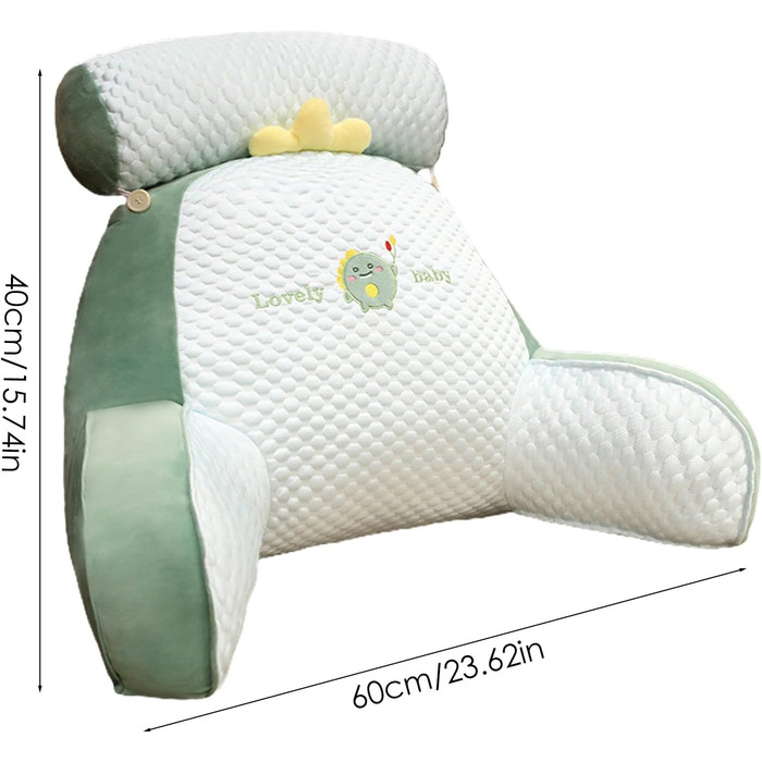 Подушка для спини з підлокітниками, 60x40 см - для читання, відпочинку та перегляду телевізора