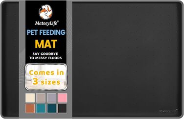 Підкладка під миску для собак та котів MateeyLife, 60 x 40 см, чорна, силікон, неслизька