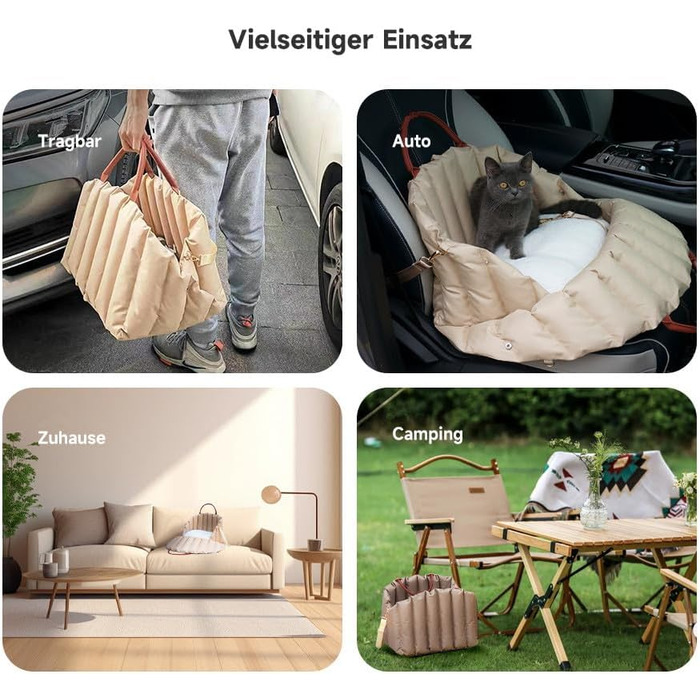 Автомобільний лежак для собак у багажник - переноска-сидіння для маленьких собак, 55x42x42 см, темно-хакі