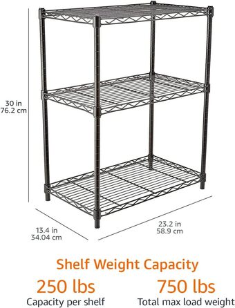 Amazon Basics Narrow Storage Cabinet with 3 Shelves, Adjustable Shelves, and Leveling Feet, Maximum Weight Capacity 340 kg, Black, 34 cm D x 58.9 cm W x 76.2 cm H
