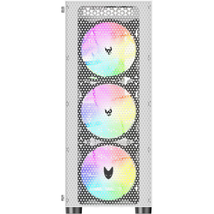 Корпус для ПК Oversteel AZURITE, білий, сумісний з ATX/Micro ATX/ITX, A-RGB вентилятор, сітчаста передня панель, фільтри пилу, загартоване скло, USB 3.0