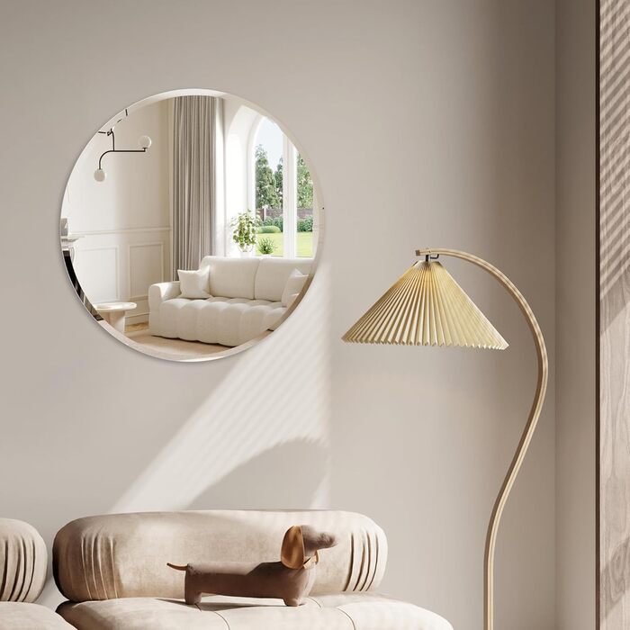 ANYHI Круглий дзеркало без рами, 40.6 см, для ванної кімнати, вітальні, спальні, входу, монтаж на стіну, сучасний дизайн