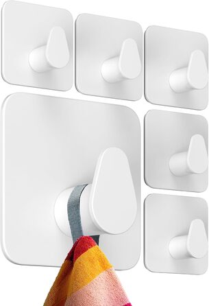 Набір гачків для рушників 4smile, 6 шт. без свердління, з нержавіючої сталі, для ванної кімнати, водонепроникні, самоклеючі