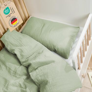 Дитяча постільна білизна Laleni з бавовни, 100x135 см з наволочкою 40x60 см, сертифікат Oeko-Tex, колір Літнє зелене