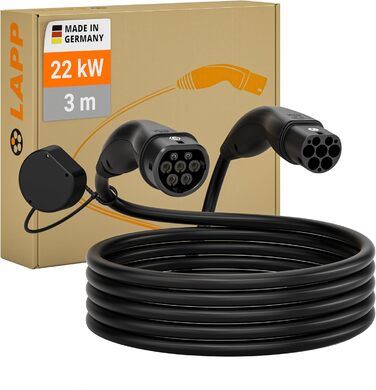 Кабель зарядки LAPP MOBILITY Typ 2 22 kW, 7м - для електромобілів, 32A, 3-фазний, IP55, PHEV/BEV/EV