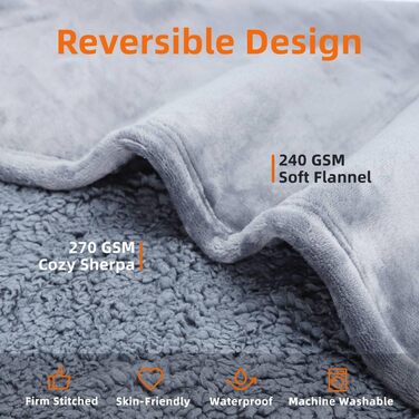 Водонепроникний коврик для собак Nobleza, XXL (203 x 152 см), м'який та пухнастий, для дому та вулиці, підходить для котів, можна прати в пральній машині, двосторонній чохол для дивану, сірий