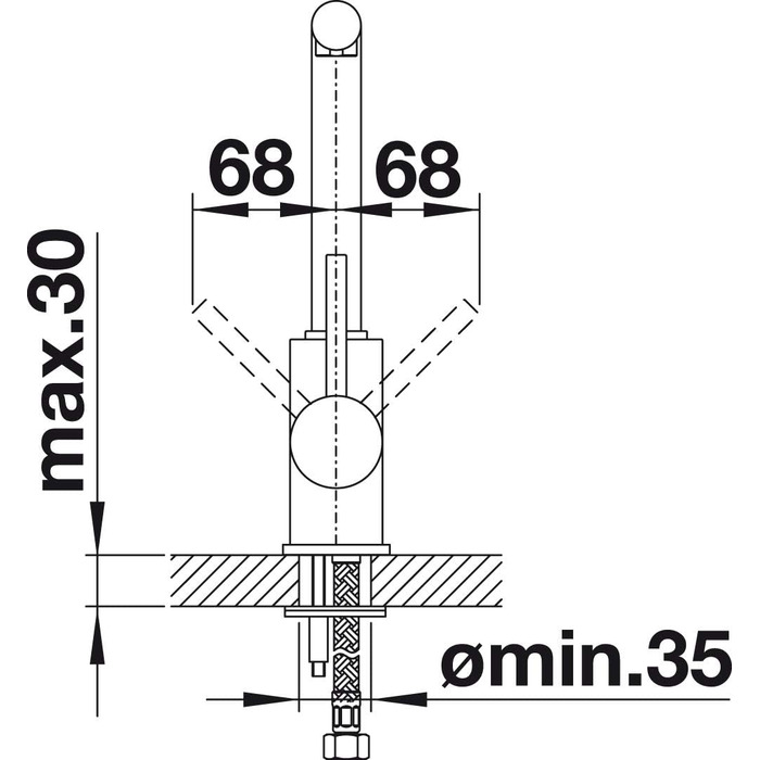 Змішувач кухонний BLANCO MILA хром | Високий тиск | Захист від зворотного потоку | Керамічний картридж | Захист якості води та економія води | Розміри: 10,5x25,5x27 см | Вивід - трубка