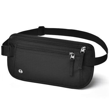 Чоловіча/Жіноча поясна сумка DiULi, чорна, з двома блискавками та регульованими ремінцями для спорту, подорожей та активного відпочинку