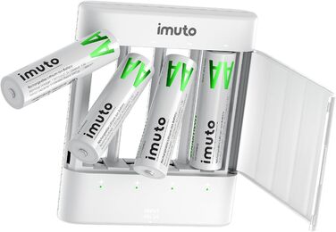 Акумулятори Li-Ion AA 1.5V 2500mAh Imuto (8шт) з зарядним пристроєм, 1600+ циклів, низький саморозряд