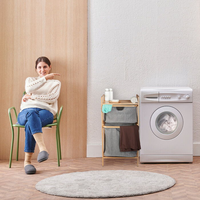 Relaxdays Laundry Basket Shelf with 2 Compartments
