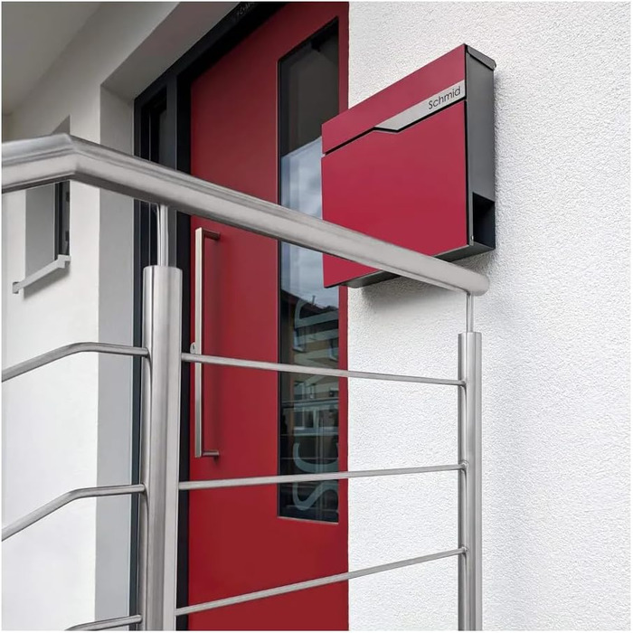 Поштова скринька Metzler антрацит з газетницею та табличкою для імені, RAL 7016, вулична, настінна, металева, стійка до корозії та погодних умов, сучасний дизайн 37x37x10.5 см