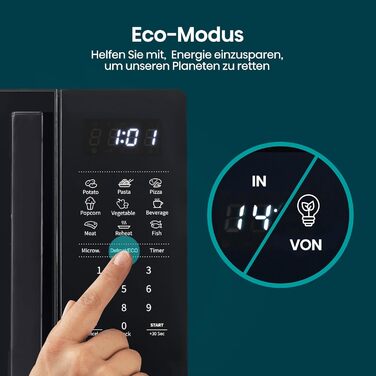 Мікрохвильова піч Hisense H20MOBS4HI 20 л, 700 Вт, InverterTech, керамічне покриття, чорна