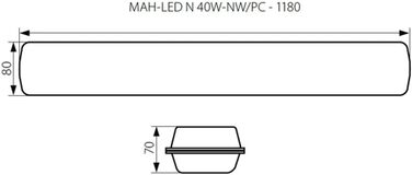 Kanlux MAH LED N LED Damp-Proof Bath/Shower Room Luminaire LED Fixed Installation 40W Neutral White Grey, 22604