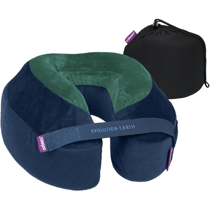 Подушка для шиї Cabeau Evolution Earth Deluxe з піною з пам'яті - найкраща подушка для подорожей з підтримкою голови, шиї та підборіддя (Wind) (Червона земля)