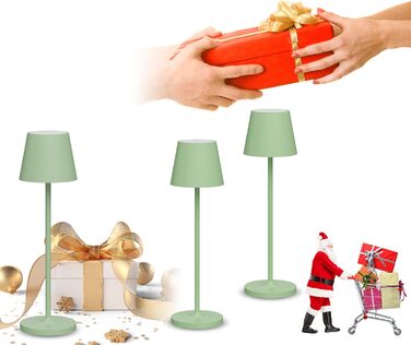 Світлодіодний акумуляторний настільний світильник K-Bright з димером, зелений (2 шт.) | Для дому та вулиці | Тепле біле світло 3000K | Зарядна станція